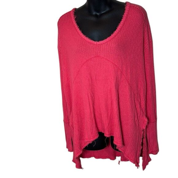 Free People Tops - Free people women’s small oversized waffle ribbed gray long sleeve Lagenlook